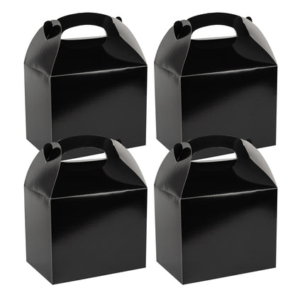 Bio Tek Black Paper Gable Box / Take Out Container - Greaseproof - 10" x 7" x 8" - 25 count box
