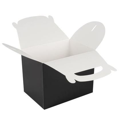 Bio Tek Black Paper Gable Box / Take Out Container - Greaseproof - 10" x 7" x 8" - 25 count box