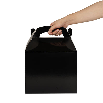 Bio Tek Black Paper Gable Box / Take Out Container - Greaseproof - 10" x 7" x 8" - 100 count box
