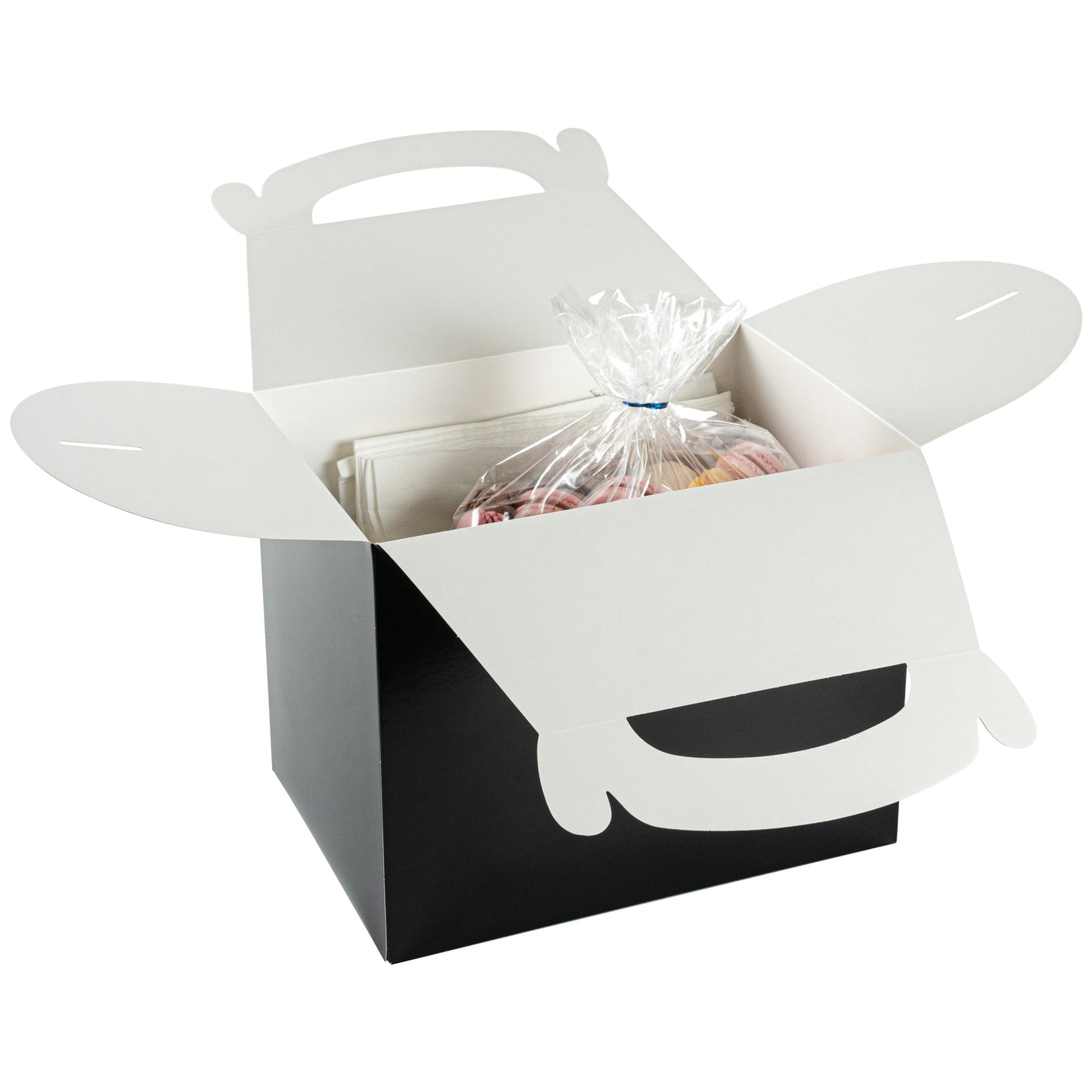 Bio Tek Black Paper Gable Box / Take Out Container - Greaseproof - 10" x 7" x 8" - 100 count box