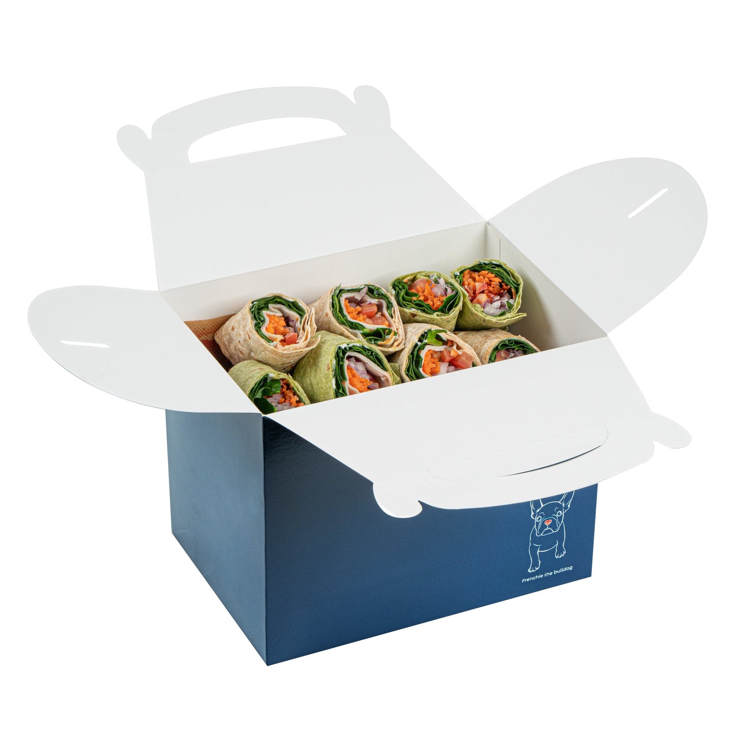 Bio Tek Frenchie Paper Gable Box / Take Out Container - Compostable - 10" x 7" x 8" - 100 count box