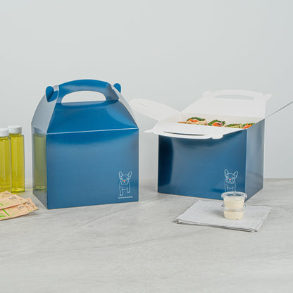 Bio Tek Frenchie Paper Gable Box / Take Out Container - Compostable - 10" x 7" x 8" - 100 count box