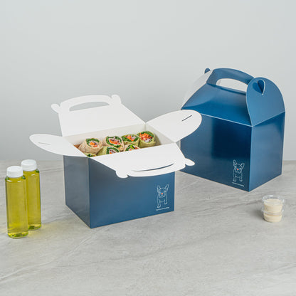 Bio Tek Frenchie Paper Gable Box / Take Out Container - Compostable - 10" x 7" x 8" - 100 count box