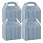 Bio Tek Blue and White Stripe Paper Gable Box / Take Out Container - Compostable - 10" x 7" x 8" - 25 count box