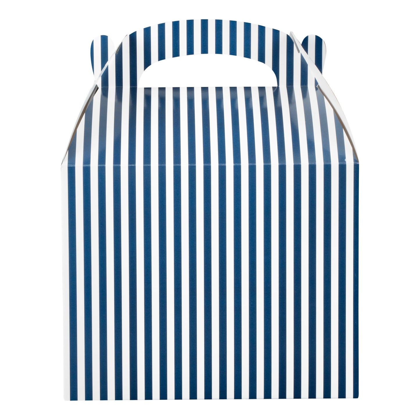 Bio Tek Blue and White Stripe Paper Gable Box / Take Out Container - Compostable - 10" x 7" x 8" - 100 count box