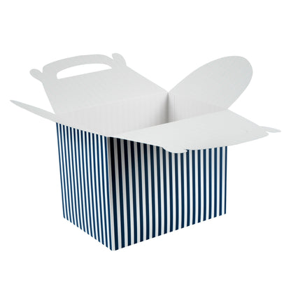 Bio Tek Blue and White Stripe Paper Gable Box / Take Out Container - Compostable - 10" x 7" x 8" - 100 count box
