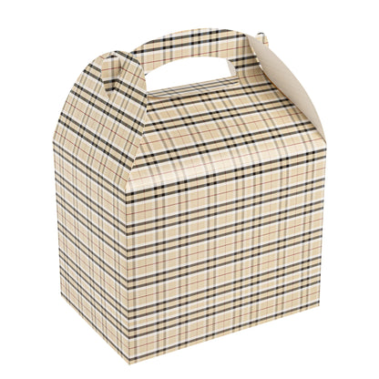 Bio Tek Plaid Paper Gable Box / Take Out Container - Compostable - 10" x 7" x 8" - 100 count box