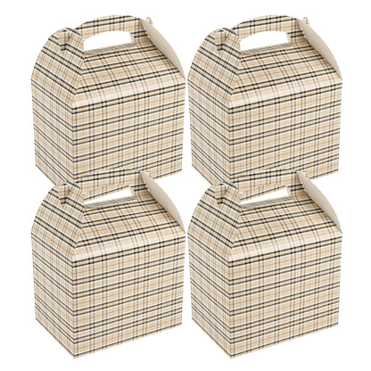 Bio Tek Plaid Paper Gable Box / Take Out Container - Compostable - 10" x 7" x 8" - 25 count box