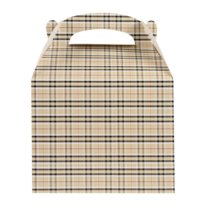 Bio Tek Plaid Paper Gable Box / Take Out Container - Compostable - 10" x 7" x 8" - 25 count box