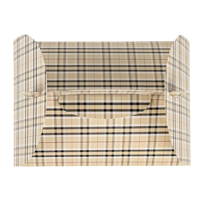 Bio Tek Plaid Paper Gable Box / Take Out Container - Compostable - 10" x 7" x 8" - 25 count box