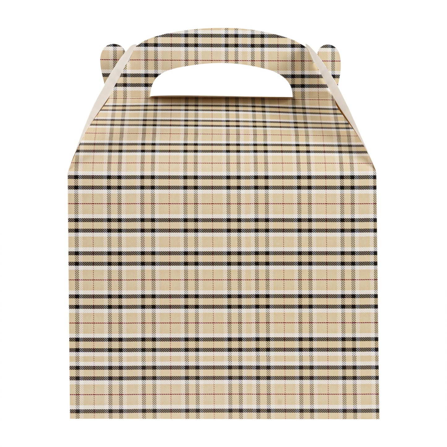 Bio Tek Plaid Paper Gable Box / Take Out Container - Compostable - 10" x 7" x 8" - 100 count box