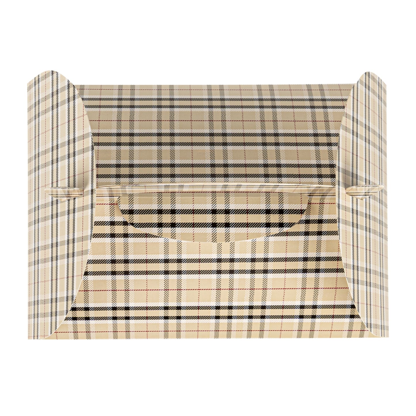 Bio Tek Plaid Paper Gable Box / Take Out Container - Compostable - 10" x 7" x 8" - 100 count box