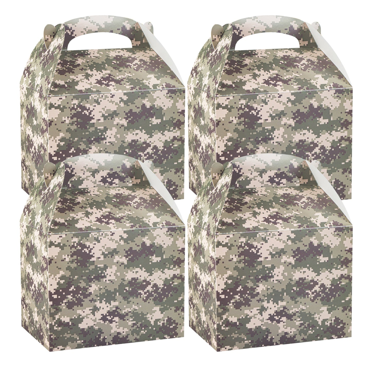 Bio Tek Camouflage Paper Gable Box / Take Out Container - Compostable - 10" x 7" x 8" - 100 count box