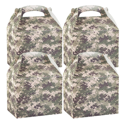 Bio Tek Camouflage Paper Gable Box / Take Out Container - Compostable - 10" x 7" x 8" - 100 count box
