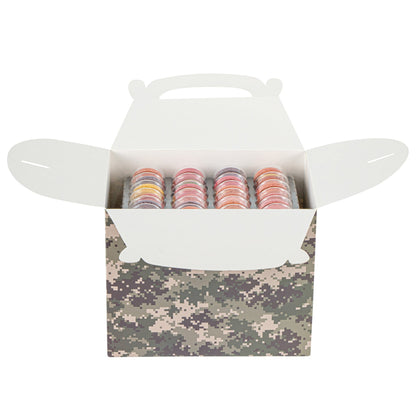 Bio Tek Camouflage Paper Gable Box / Take Out Container - Compostable - 10" x 7" x 8" - 25 count box