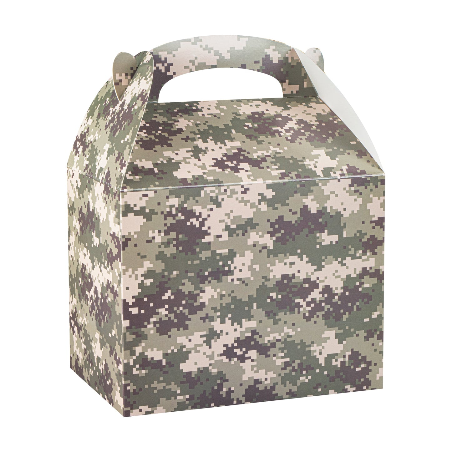 Bio Tek Camouflage Paper Gable Box / Take Out Container - Compostable - 10" x 7" x 8" - 25 count box