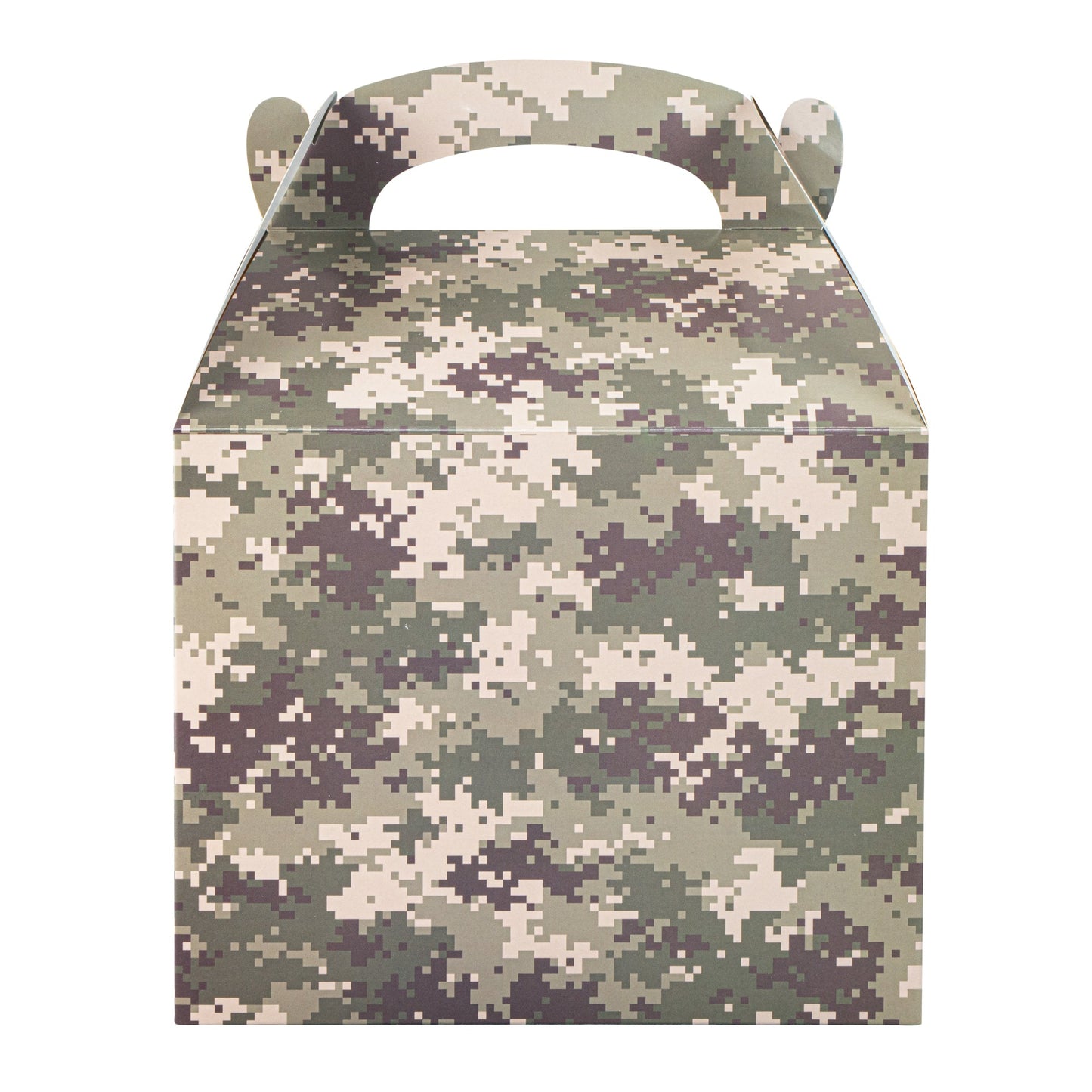 Bio Tek Camouflage Paper Gable Box / Take Out Container - Compostable - 10" x 7" x 8" - 25 count box
