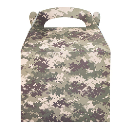 Bio Tek Camouflage Paper Gable Box / Take Out Container - Compostable - 10" x 7" x 8" - 25 count box