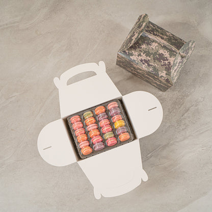 Bio Tek Camouflage Paper Gable Box / Take Out Container - Compostable - 10" x 7" x 8" - 25 count box