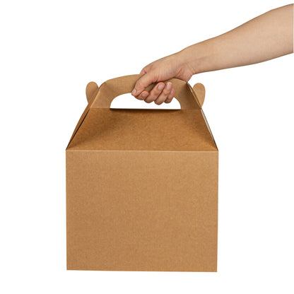 Bio Tek Kraft Paper Gable Box / Take Out Container - Greaseproof - 10" x 7" x 8" - 25 count box