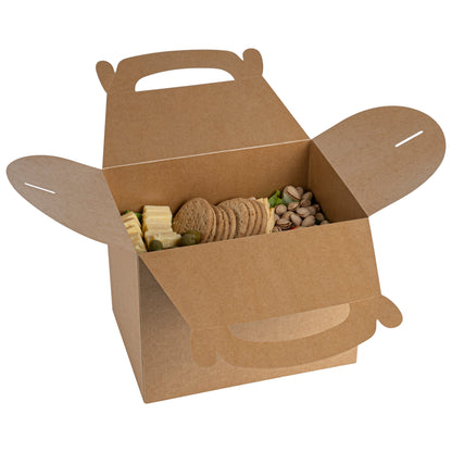 Bio Tek Kraft Paper Gable Box / Take Out Container - Greaseproof - 10" x 7" x 8" - 25 count box