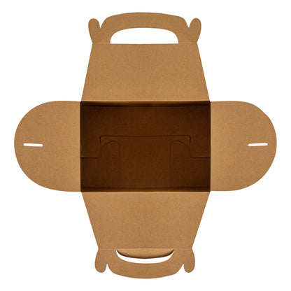 Bio Tek Kraft Paper Gable Box / Take Out Container - Greaseproof - 10" x 7" x 8" - 25 count box