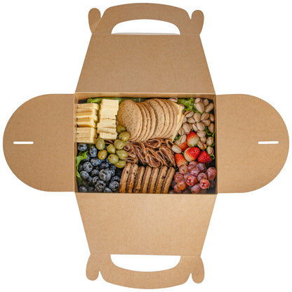 Bio Tek Kraft Paper Gable Box / Take Out Container - Greaseproof - 10" x 7" x 8" - 100 count box