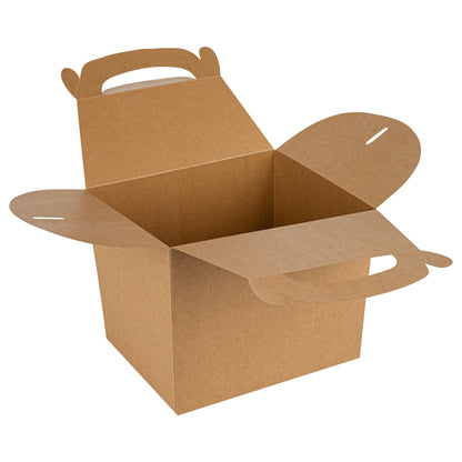 Bio Tek Kraft Paper Gable Box / Take Out Container - Greaseproof - 10" x 7" x 8" - 100 count box