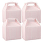 Bio Tek Pink and White Stripe Paper Gable Box / Take Out Container - Compostable - 10" x 7" x 8" - 100 count box
