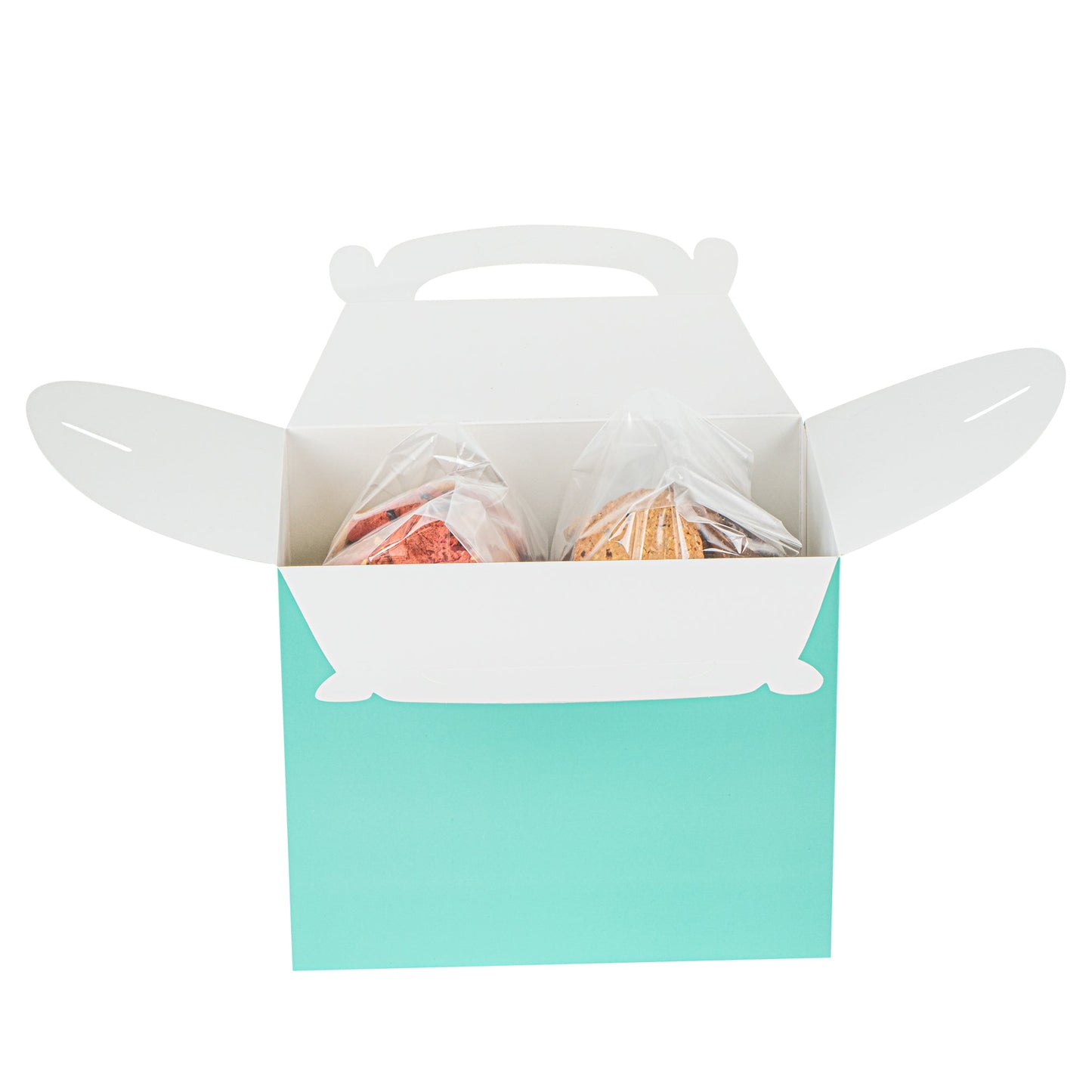 Bio Tek Turquoise Paper Gable Box / Take Out Container - Compostable - 10" x 7" x 8" - 25 count box
