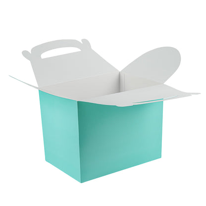 Bio Tek Turquoise Paper Gable Box / Take Out Container - Compostable - 10" x 7" x 8" - 25 count box