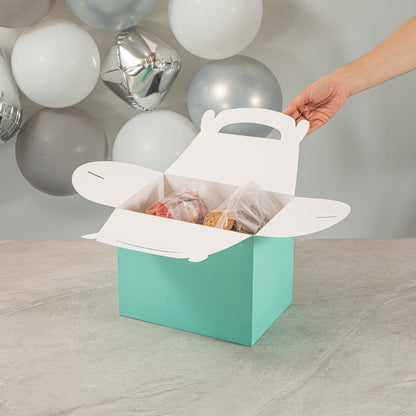 Bio Tek Turquoise Paper Gable Box / Take Out Container - Compostable - 10" x 7" x 8" - 25 count box