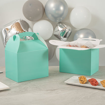 Bio Tek Turquoise Paper Gable Box / Take Out Container - Compostable - 10" x 7" x 8" - 100 count box