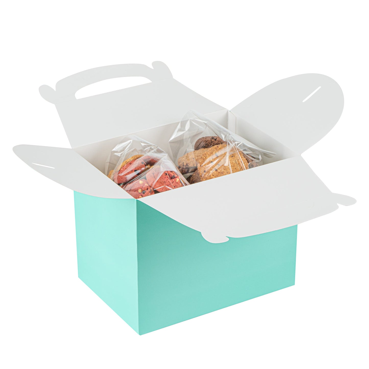 Bio Tek Turquoise Paper Gable Box / Take Out Container - Compostable - 10" x 7" x 8" - 100 count box