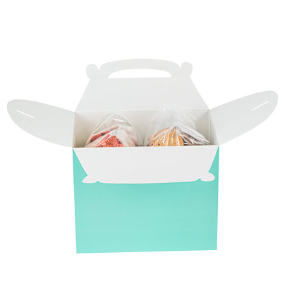Bio Tek Turquoise Paper Gable Box / Take Out Container - Compostable - 10" x 7" x 8" - 100 count box