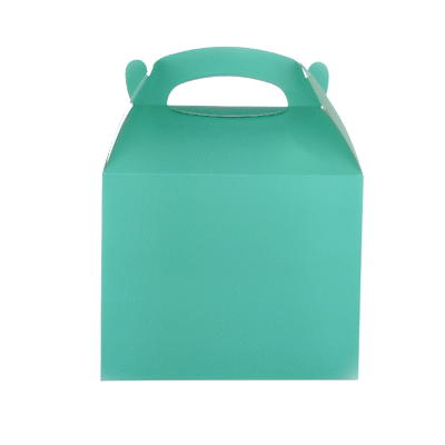 Bio Tek Turquoise Paper Gable Box / Take Out Container - Compostable - 10" x 7" x 8" - 100 count box