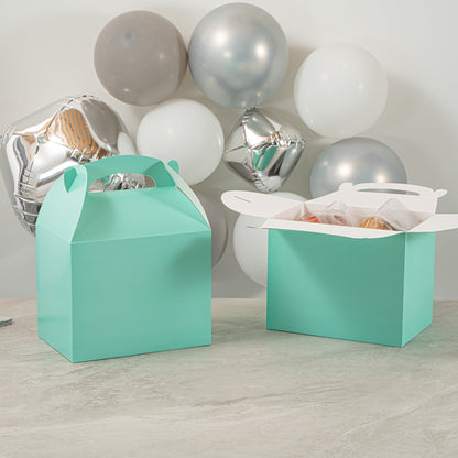 Bio Tek Turquoise Paper Gable Box / Take Out Container - Compostable - 10" x 7" x 8" - 100 count box