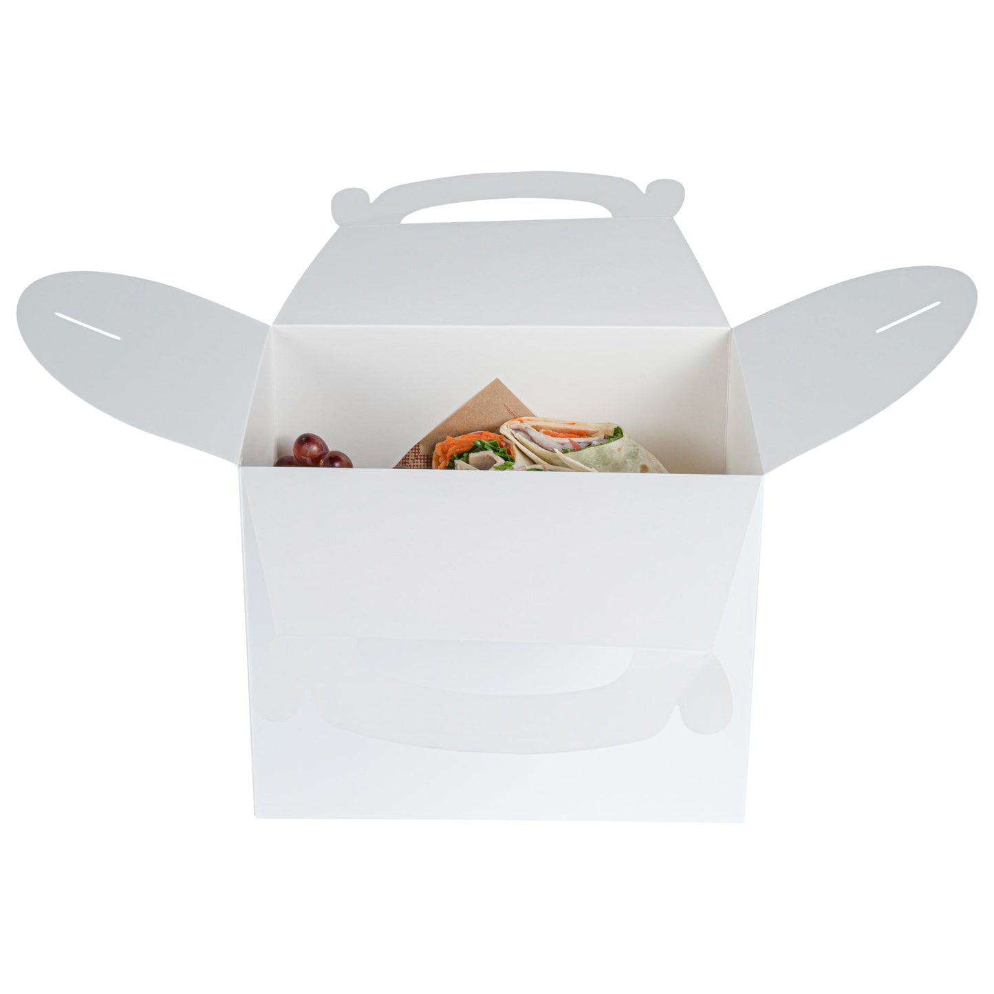 Bio Tek White Paper Gable Box / Take Out Container - Greaseproof - 10" x 7" x 8" - 25 count box
