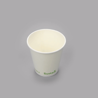 Sustain 9 oz White Paper Cold Cup - PLA Lining, Compostable - 3 1/2" x 3 1/2" x 3 1/4" - 1000 count box