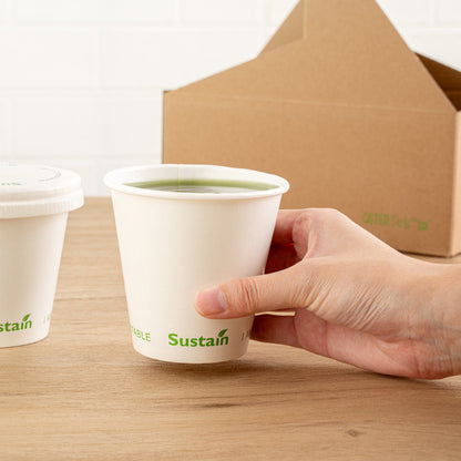 Sustain 9 oz White Paper Cold Cup - PLA Lining, Compostable - 3 1/2" x 3 1/2" x 3 1/4" - 1000 count box