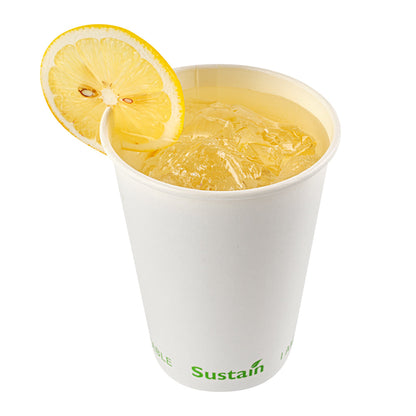 Sustain 12 oz White Paper Cold Cup - PLA Lining, Compostable - 3 1/2" x 3 1/2" x 4 1/4" - 1000 count box