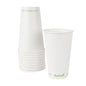 Sustain 16 oz White Paper Cold Cup - PLA Lining, Compostable - 3 1/2" x 3 1/2" x 5 1/2" - 1000 count box