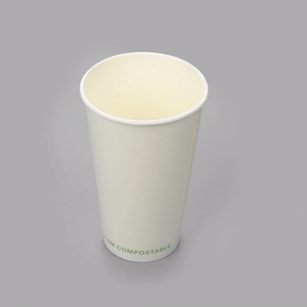 Sustain 16 oz White Paper Cold Cup - PLA Lining, Compostable - 3 1/2" x 3 1/2" x 5 1/2" - 1000 count box