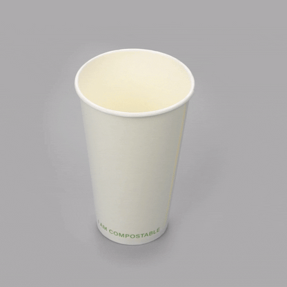 Sustain 16 oz White Paper Cold Cup - PLA Lining, Compostable - 3 1/2" x 3 1/2" x 5 1/2" - 1000 count box
