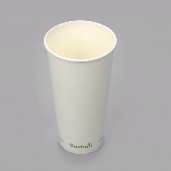 Sustain 20 oz White Paper Cold Cup - PLA Lining, Compostable - 3 1/2" x 3 1/2" x 6 1/4" - 1000 count box