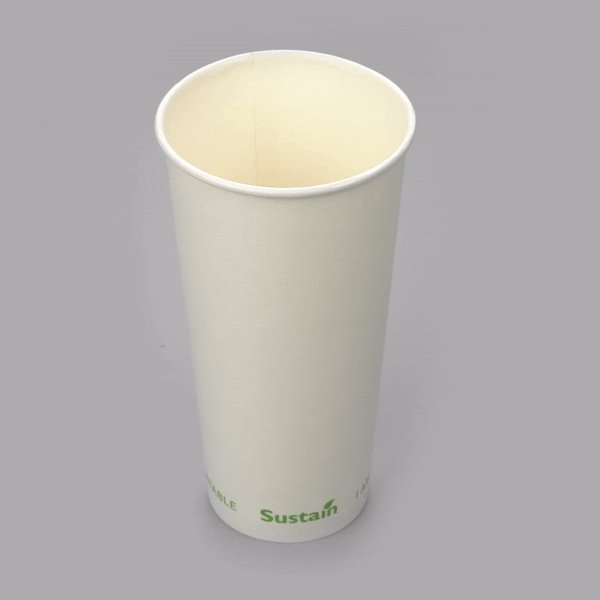 Sustain 22 oz White Paper Cold Cup - PLA Lining, Compostable - 3 1/2" x 3 1/2" x 6 3/4" - 50 count box