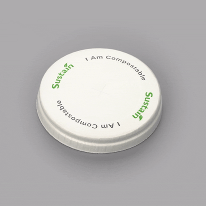 Sustain White Paper Cold Cup Flat Lid - Fits 9, 12, 16, 20 and 22 oz, PLA Lining, Compostable - 1000 count box
