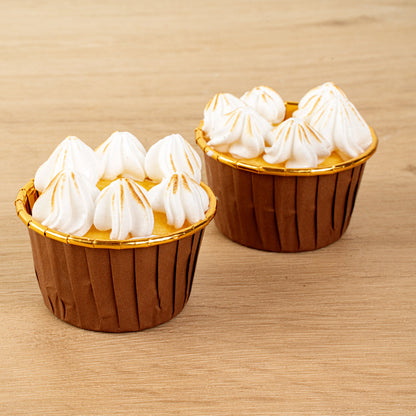 Panificio 3.5 oz Round Brown Foil Paper Baking Cup - Lids Available - 2 3/4" x 2 3/4" x 1 1/2" - 50 count box