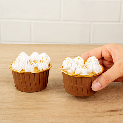 Panificio 3.5 oz Round Brown Foil Paper Baking Cup - Lids Available - 2 3/4" x 2 3/4" x 1 1/2" - 500 count box