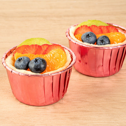 Panificio 3.5 oz Round Rose Gold Foil Paper Baking Cup - Lids Available - 2 3/4" x 2 3/4" x 1 1/2" - 50 count box